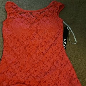 Coral lace top by XOXO NWT